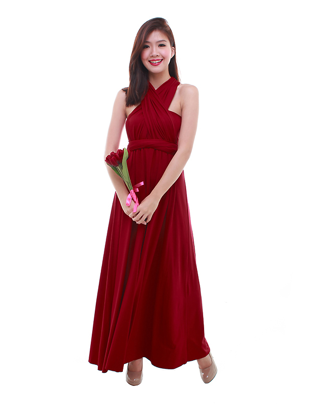 Cherie Convertible Maxi Dress in Maroon